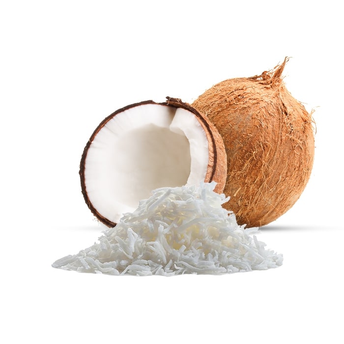 Sơ chế dừa non tươi thành sợi để chuẩn bị làm bánh